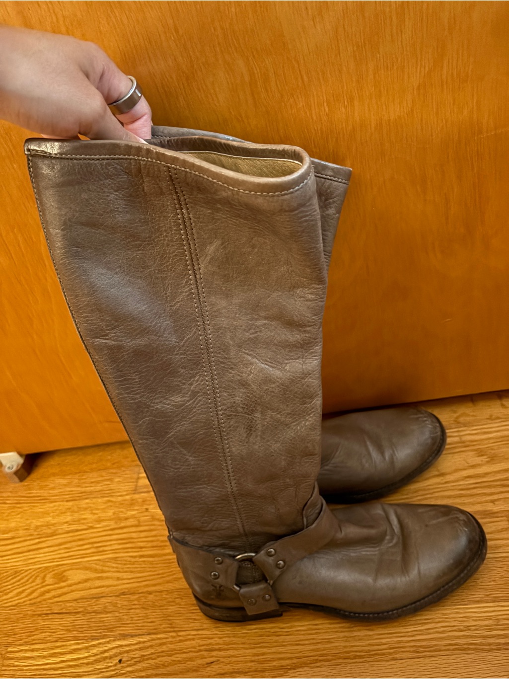 Frye Harness Leather Boots Knee High